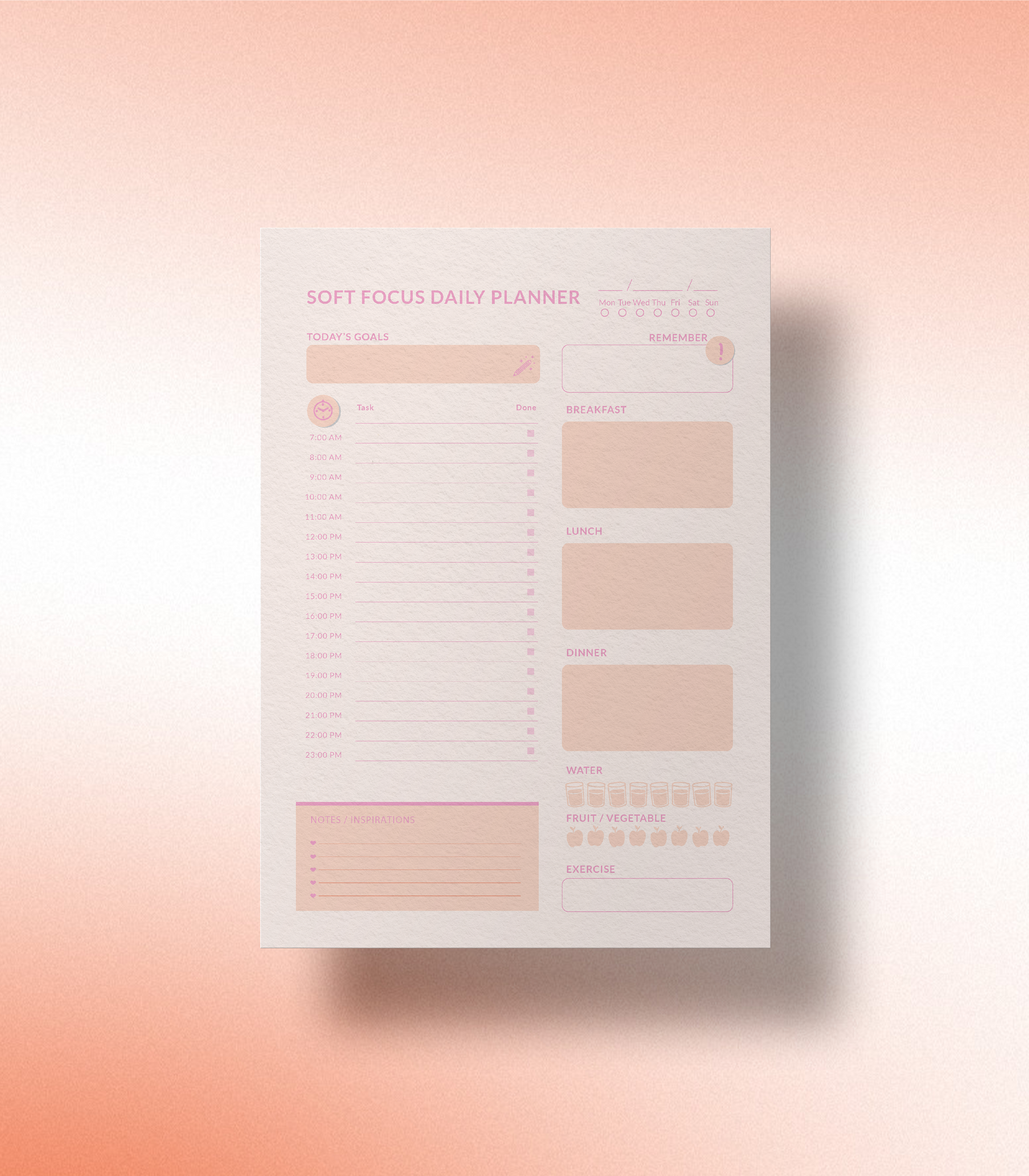 Soft Focus Daily Planner – A Gentle Daily Planner for Clarity and Calm Progress