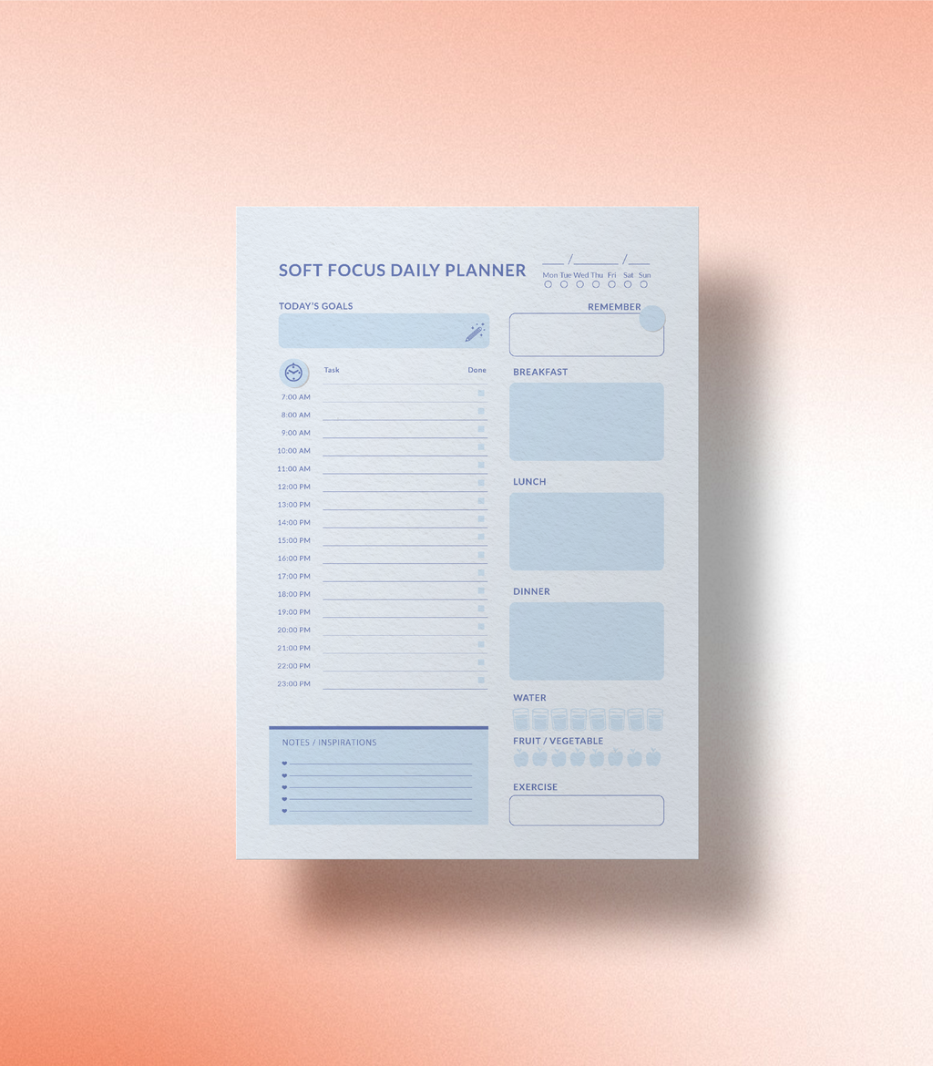 Soft Focus Daily Planner – A Gentle Daily Planner for Clarity and Calm Progress