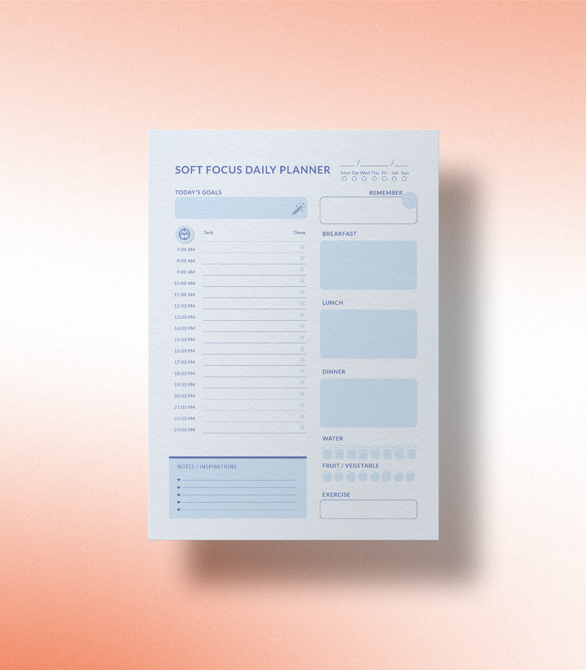 Soft Focus Daily Planner – A Gentle Daily Planner for Clarity and Calm Progress